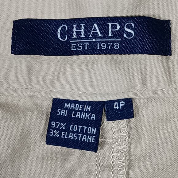 Chaps Khaki Pants Size 4 Petite 5 Pockets Belt Loops Straight - Picture 5 of 6